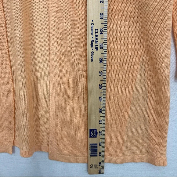 J. Jill Orange Linen Blend Open Front Lightweight Long Cardigan Large - Picture 6 of 10